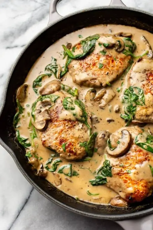 Pork Chops with Creamy Mushroom and Spinach