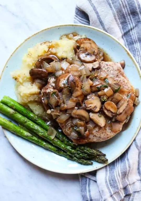 Pork Chops with Mushroom Gravy and Onions