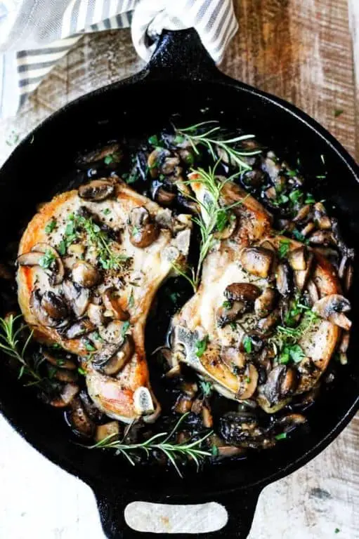 Pork Chops with Mushroom and Garlic Herb Butter