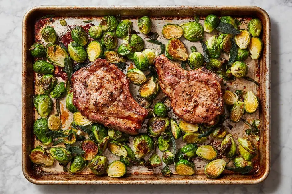 Pork and Brussels Sprouts Sheet Pan Dinner