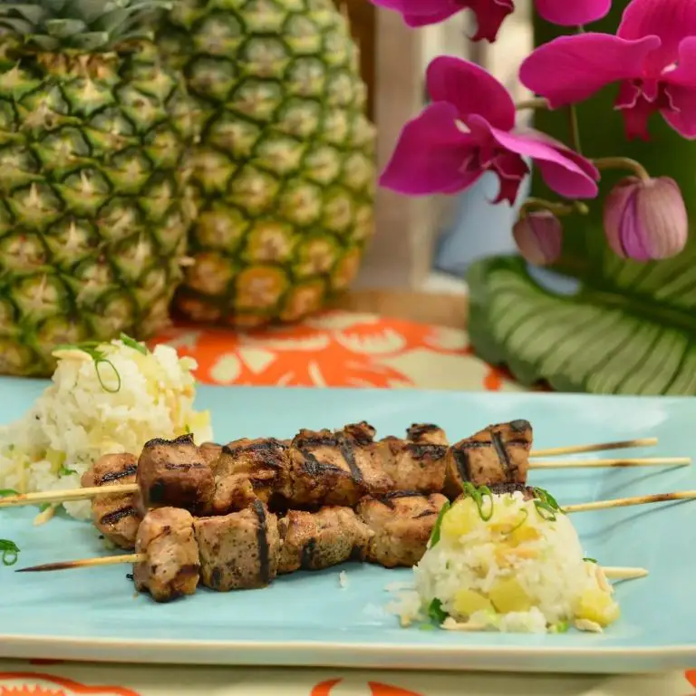 Pork and Pineapple Skewers with Coconut Rice
