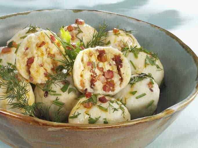 Potato Dumplings with Bacon and Onions