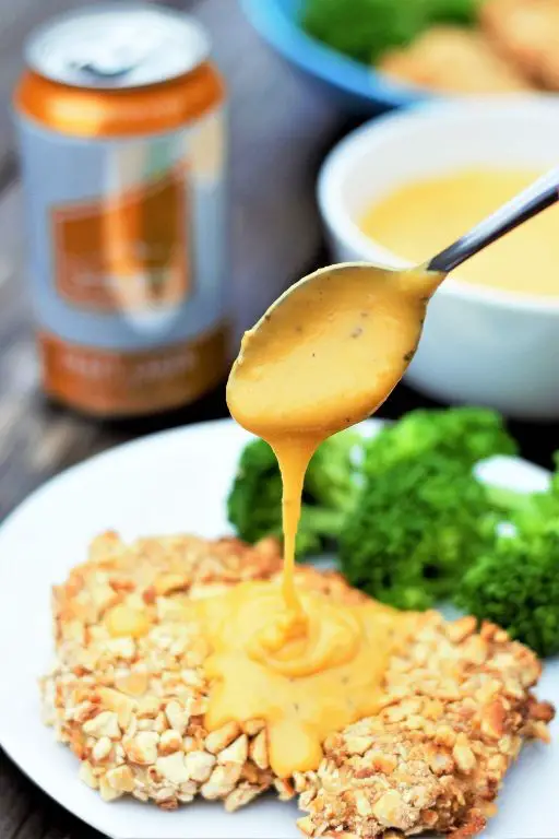 Pretzel Crusted Chicken with Beer Cheese Sauce