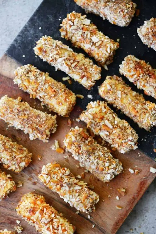 Pretzel-Crusted Mozzarella Sticks