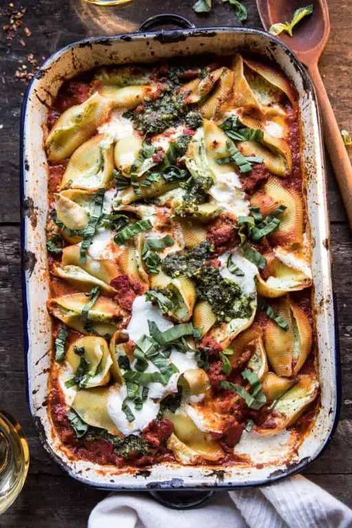 Provolone and Pesto Stuffed Shells