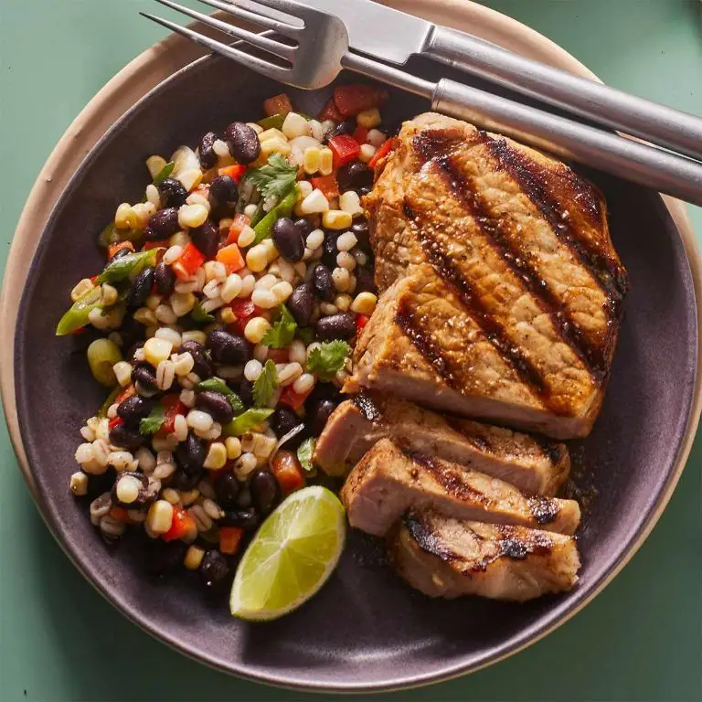 Puerto Rican Pork Chops with Black Bean Salad