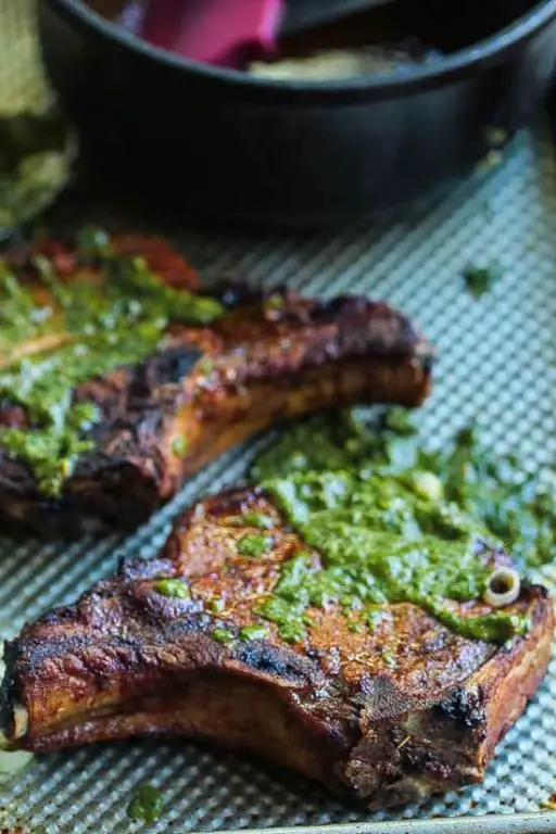Puerto Rican Pork Chops with Chimichurri Sauce