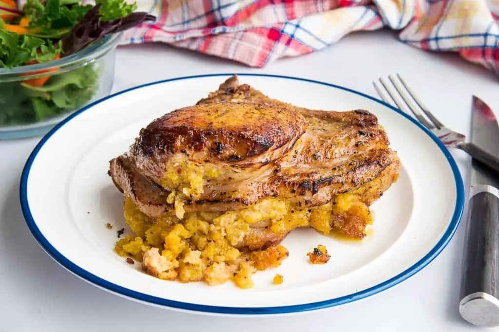 Puerto Rican Pork Chops with Plantain Mash