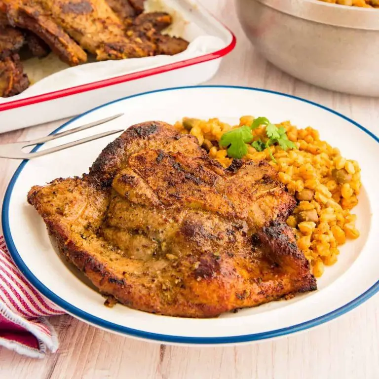 Puerto Rican Pork Chops with Sweet Potato Fries