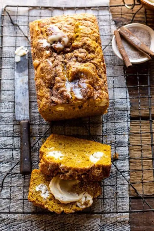 Pumpkin Bread with Cream Cheese Swirl