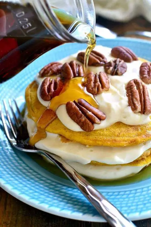 Pumpkin Cream Cheese Stuffed Pancakes