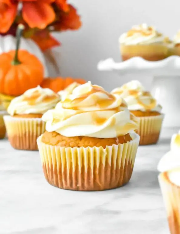 Pumpkin Spice Cupcakes with Greek Yogurt Frosting