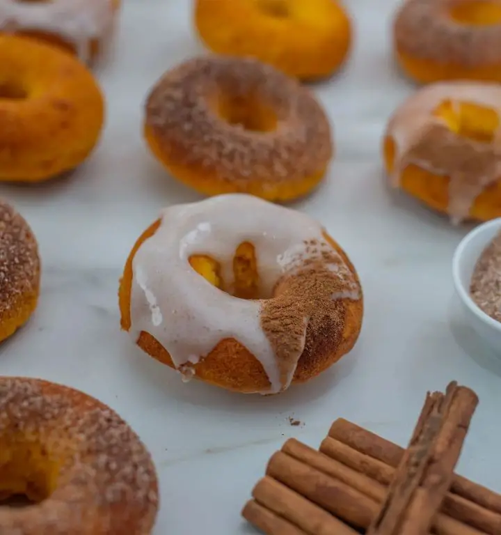 Pumpkin Spice Donuts with Cinnamon Glaze