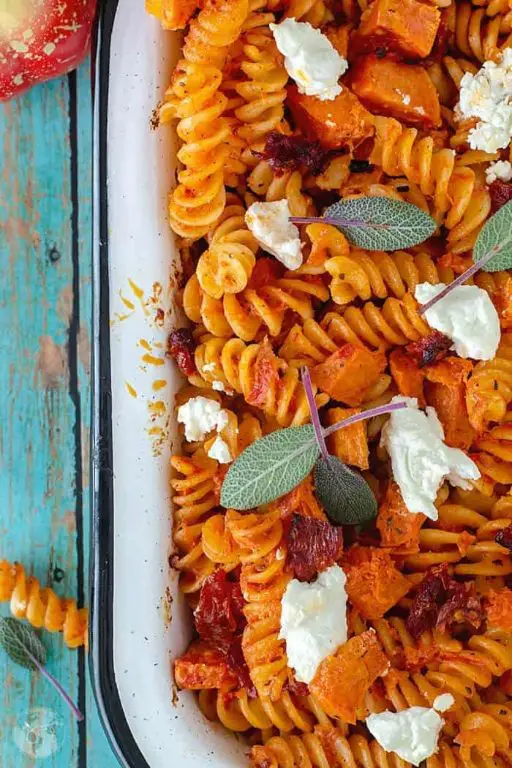 Pumpkin and Goat Cheese Pasta Casserole