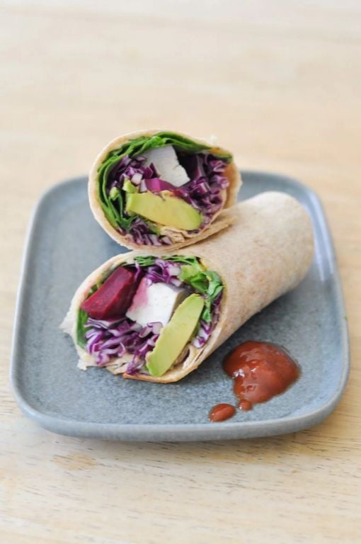 Purple Cabbage and Avocado Wraps