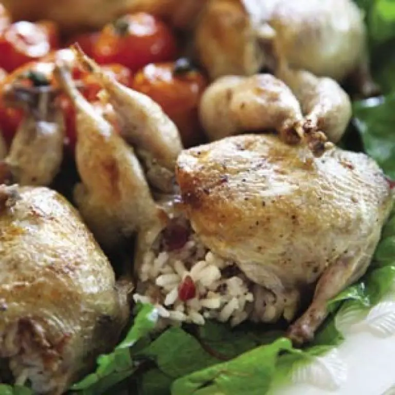 Quail Stuffed with Wild Rice and Cranberries