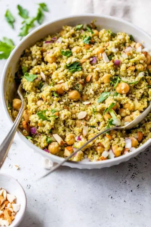 Quinoa and Chickpea Salad with Indian Dressing