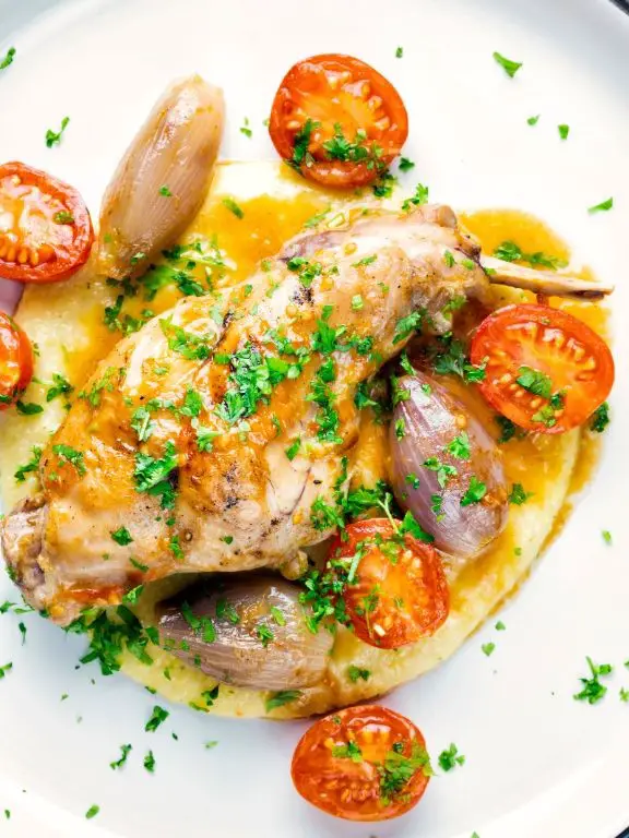 Rabbit alla cacciatora with white wine