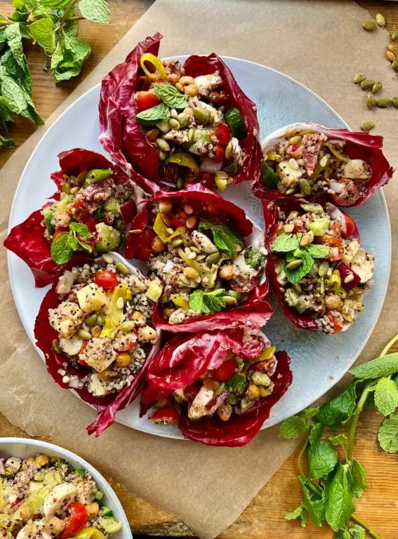 Radicchio and Quinoa Stuffed Peppers