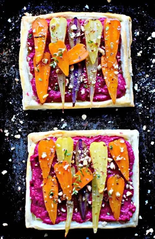 Rainbow Carrot and Goat Cheese Tartine