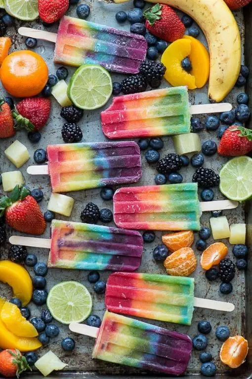 Rainbow Fruit Juice Popsicles