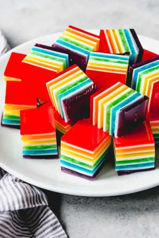 Rainbow Layered Jello Jigglers
