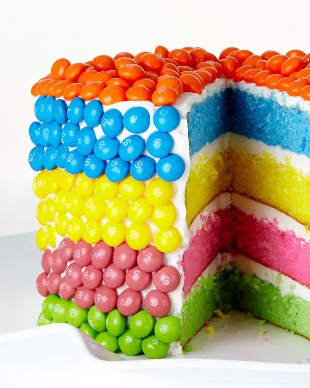 Rainbow Skittle Layer Cake