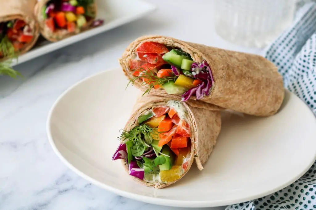 Rainbow Veggie Wraps with Hummus