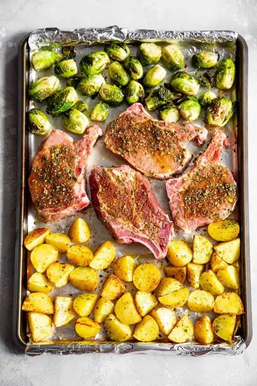 Ranch Pork Chops with Roasted Brussels Sprouts