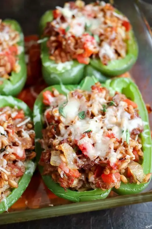 Rancho Gordo Bean and Sausage Stuffed Peppers