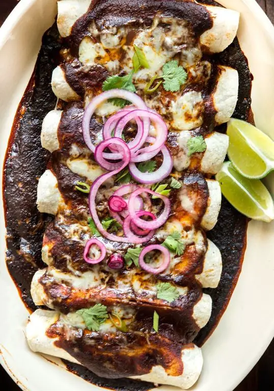Rancho Gordo Bean and Vegetable Enchiladas