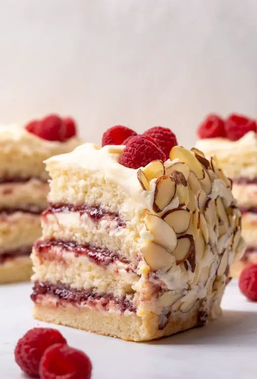 Raspberry Almond Sheet Cake with Almond Glaze