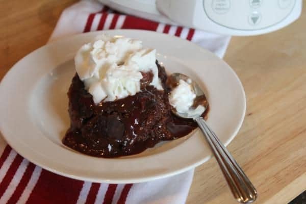Raspberry Chocolate Crockpot Cake
