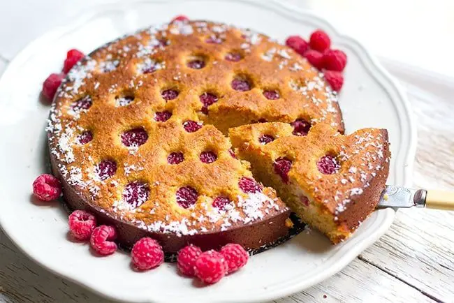 Raspberry Coconut Flour Cake