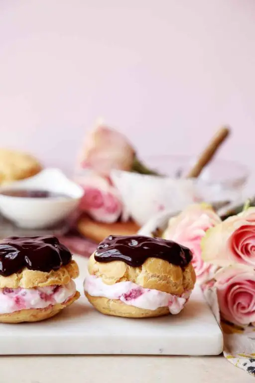 Raspberry Rose Cream Puffs
