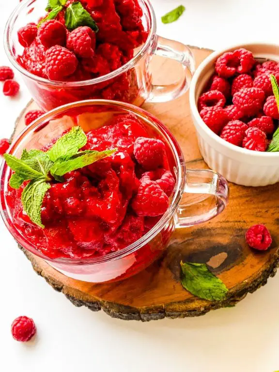 Raspberry Sorbet with Mint