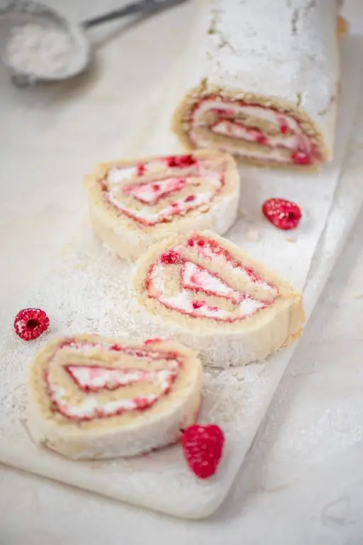 Raspberry Swirl Cake Roll with Lemon Zest