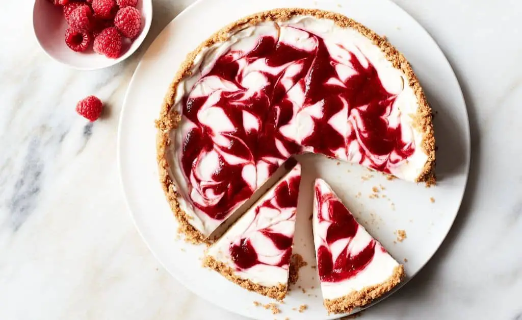 Raspberry Swirl No-Bake Cheesecake