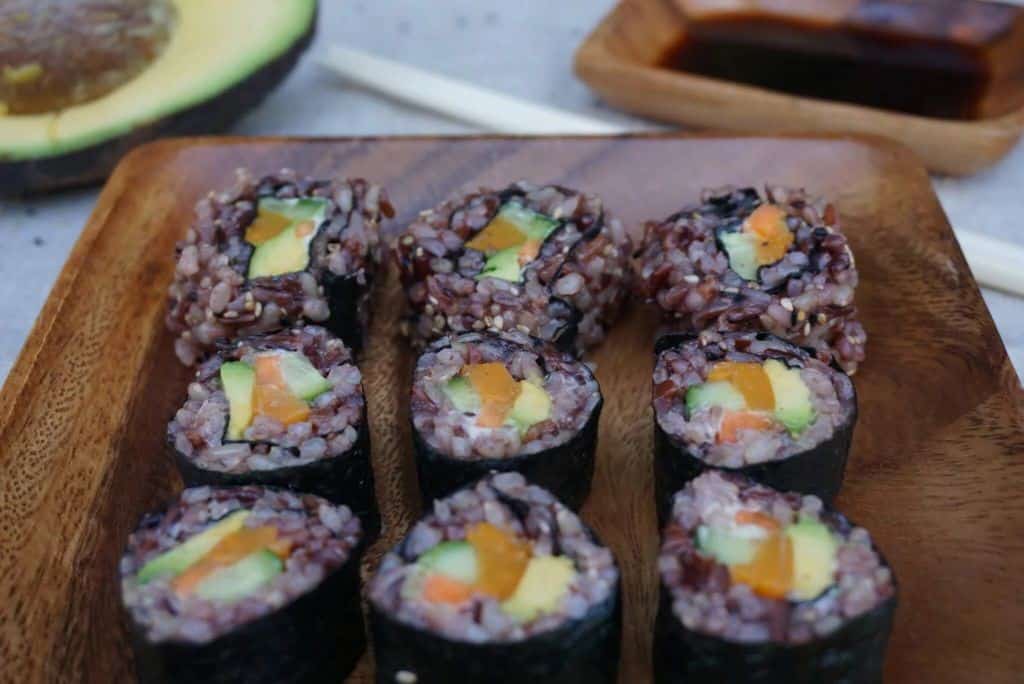 Red Rice Sushi Rolls