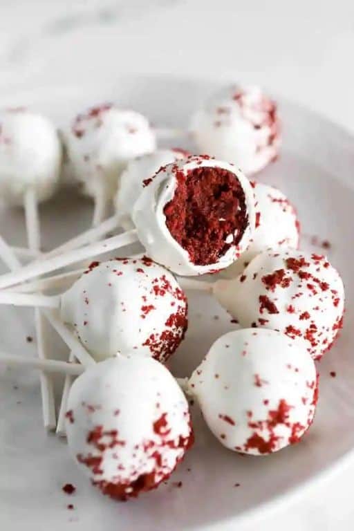 Red Velvet Cake Mix Cake Pops with Sprinkles