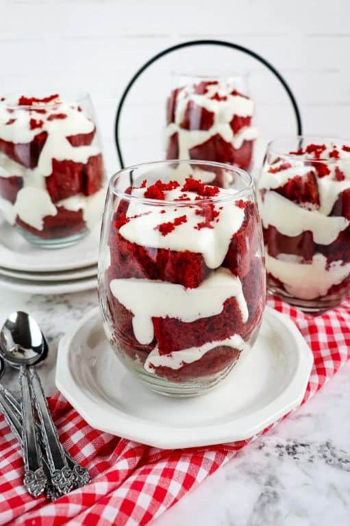 Red Velvet Cake Mix Parfait with Vanilla Yogurt