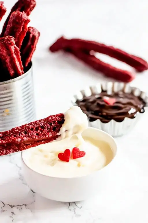 Red Velvet Churros with Cream Cheese Frosting