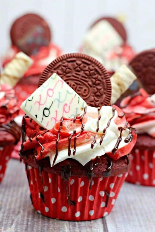 Red Velvet Cupcakes with Heath Toffee Bits