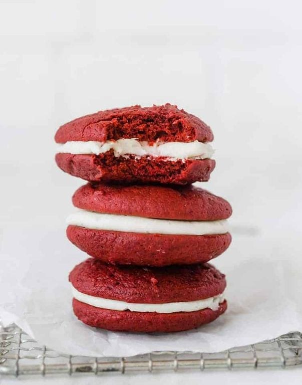 Red Velvet Whoopie Pies with Cream Cheese Frosting