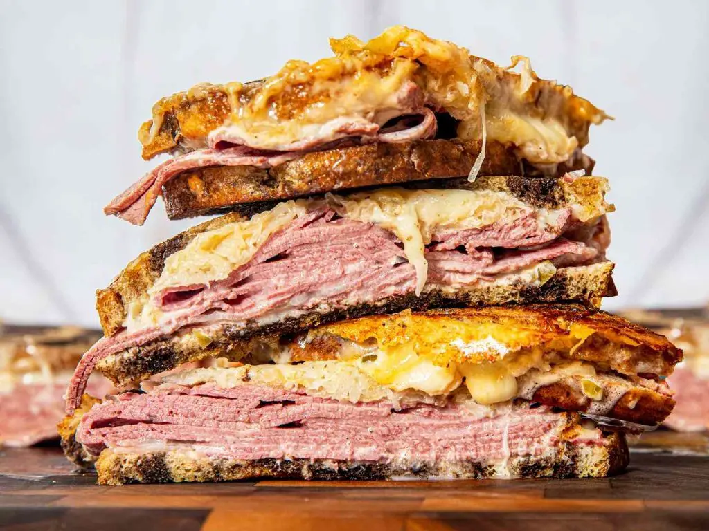 Reuben Sandwich with Sauerkraut and Swiss Cheese