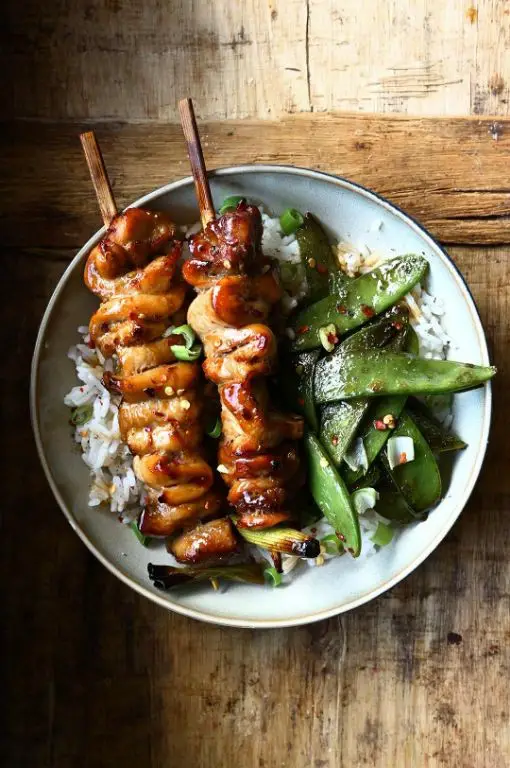 Rice Vinegar Marinated Chicken Skewers