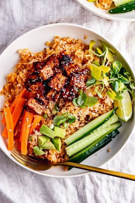 Rice Vinegar Marinated Tofu Bowl