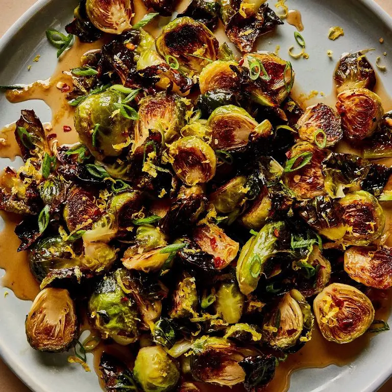 Rice Vinegar and Honey Roasted Brussels Sprouts
