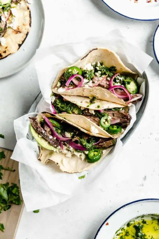 Roast Beef Tacos with Chimichurri Sauce