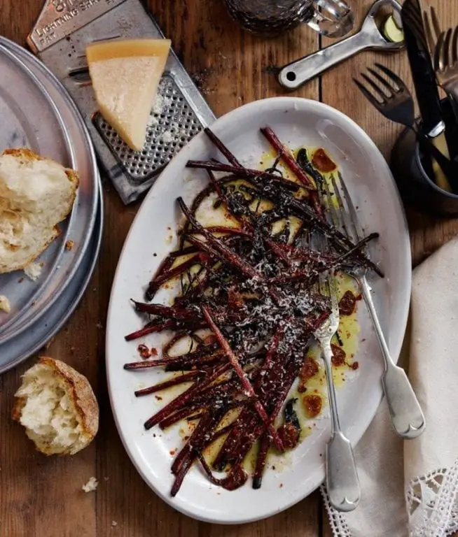 Roasted Beet Stems with Parmesan